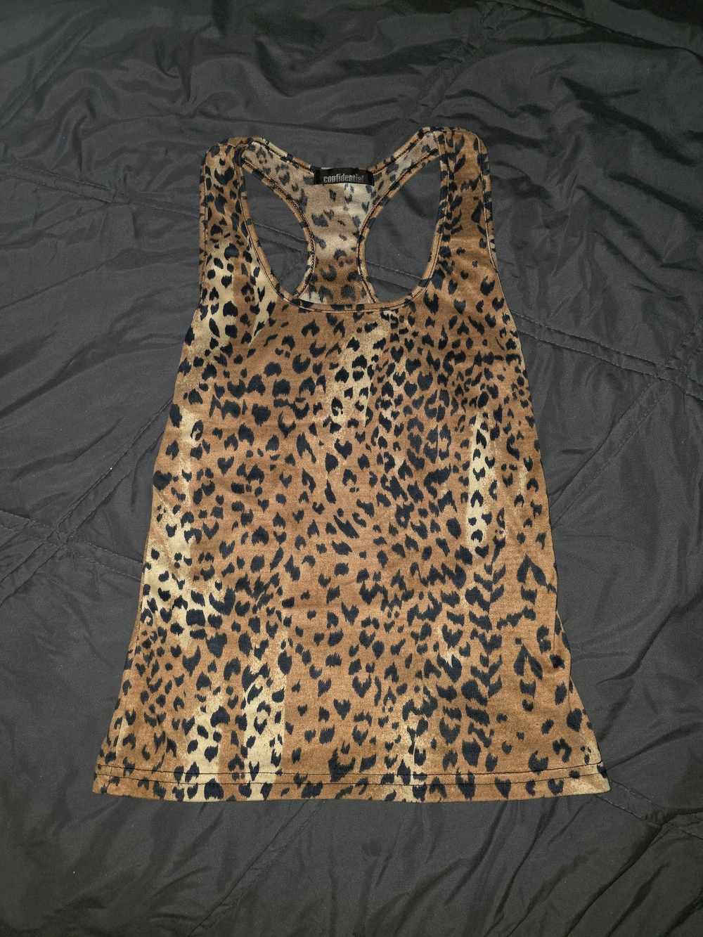 Suede Leopard Print Racerback Tank Top - Brown